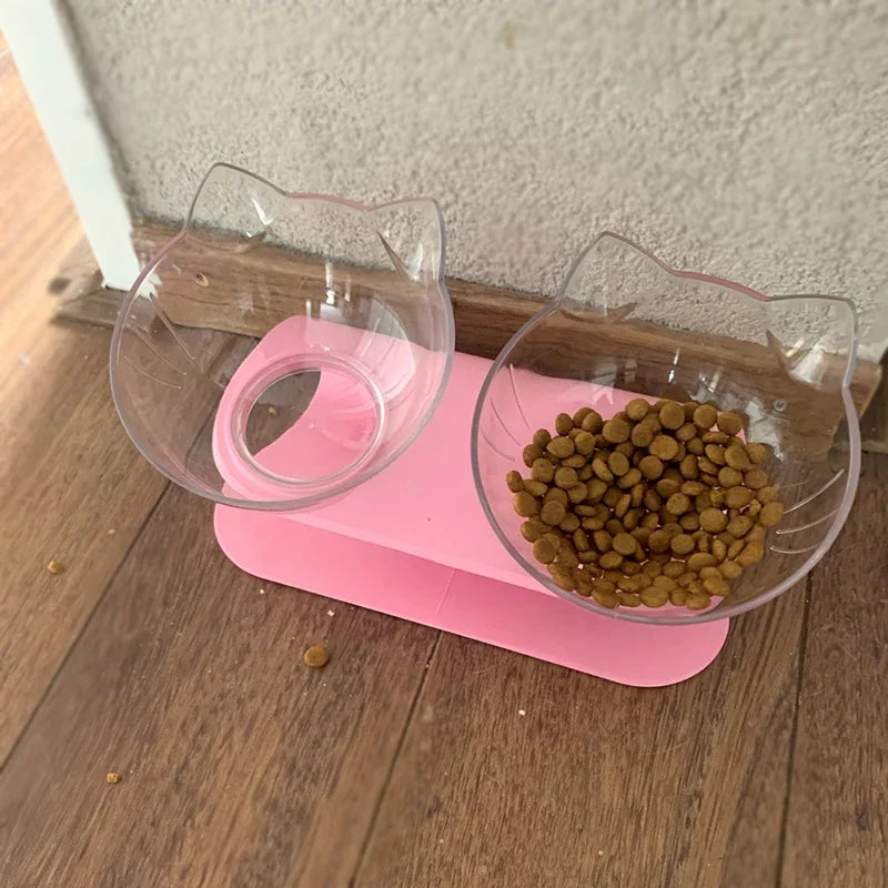 Non-Slip Double Cat Bowl Dog Bowl With Stand Pet Feeding Cat Water Bowl