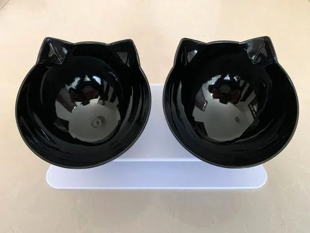 Non-Slip Double Cat Bowl Dog Bowl With Stand Pet Feeding Cat Water Bowl